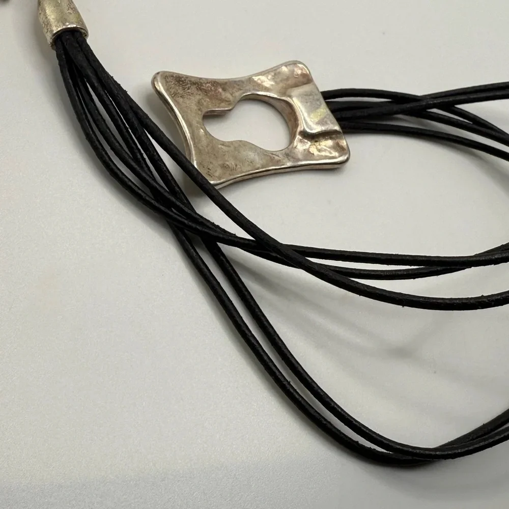 Vintage Oclaf Multistrand Leather and Silver Plated Bracelet